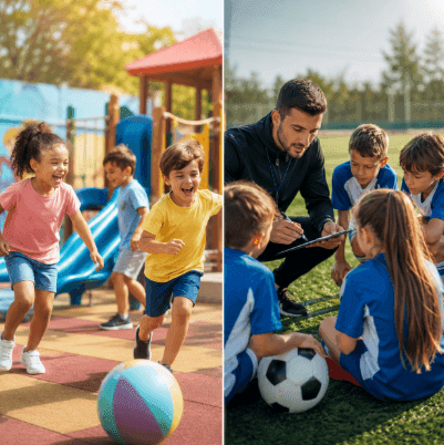 Qual a diferença entre escolas de esportes e atividades recreativas?